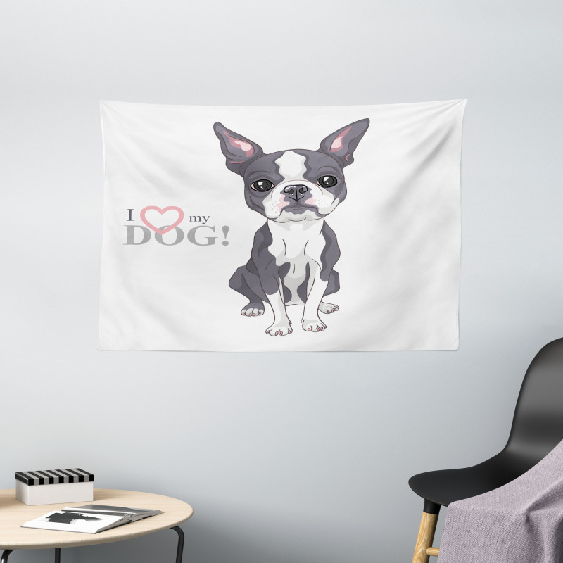 Naive Puppy Face Wide Tapestry