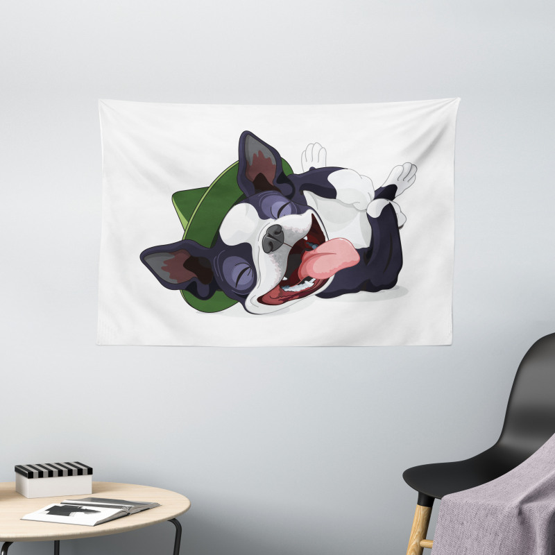 Cheerful Terrier Wide Tapestry