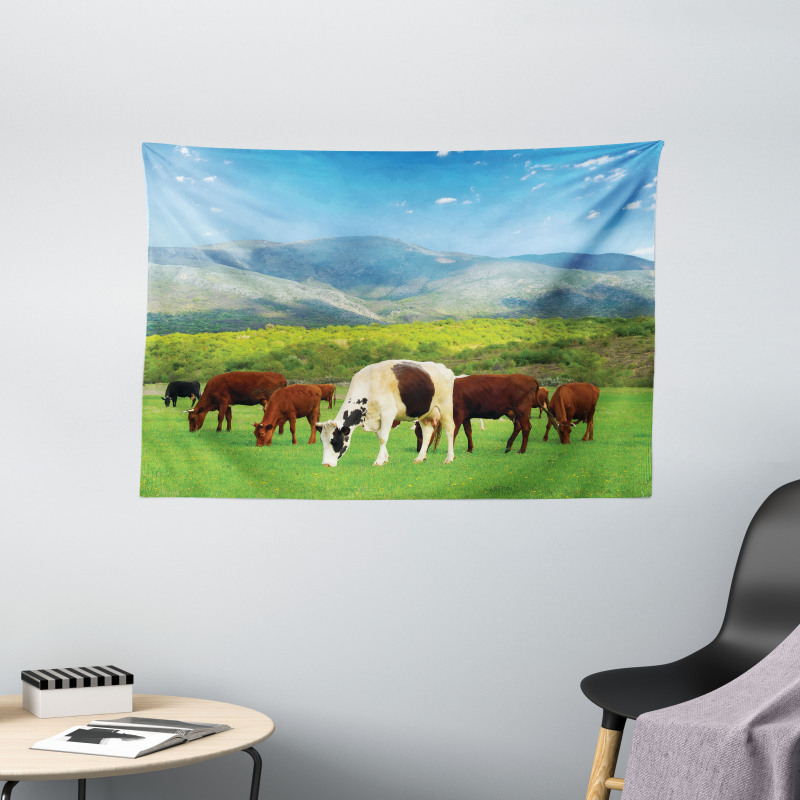 Spring Season Cottage Wide Tapestry