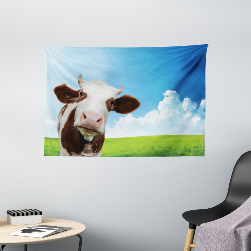 Staring Brown Animal Wide Tapestry