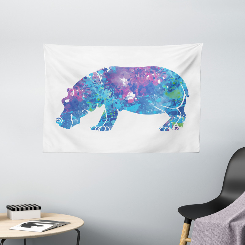 Colorful Silhouette Form Wide Tapestry