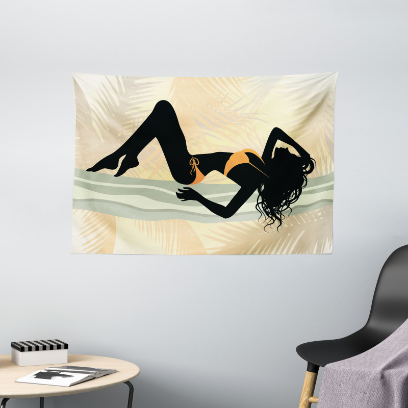 Curly Haired Lady Wide Tapestry