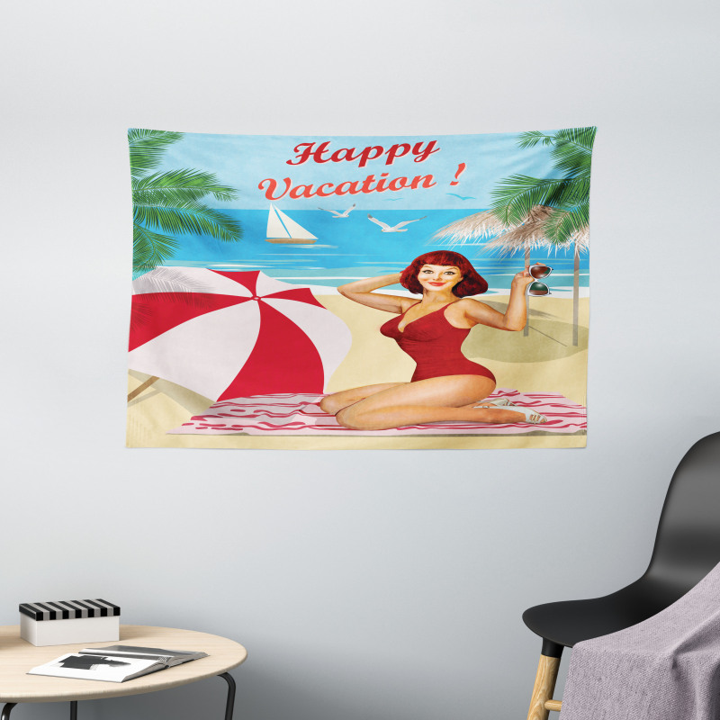 Red Bathing Suits Wide Tapestry