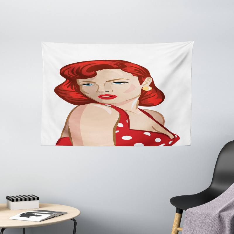 Rolled Hair Ginger Wide Tapestry