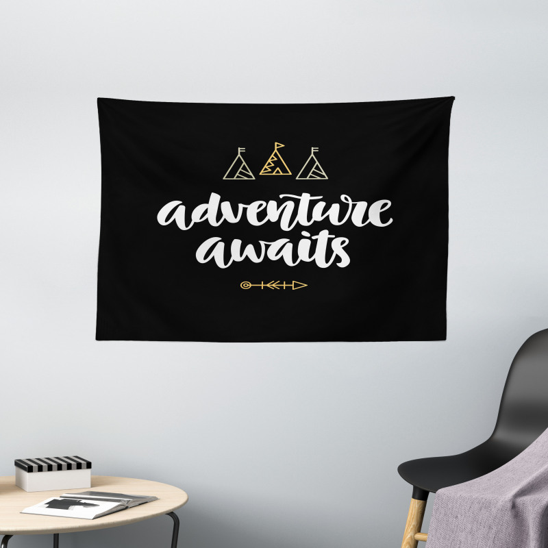 Adventure Awaits Tents Wide Tapestry