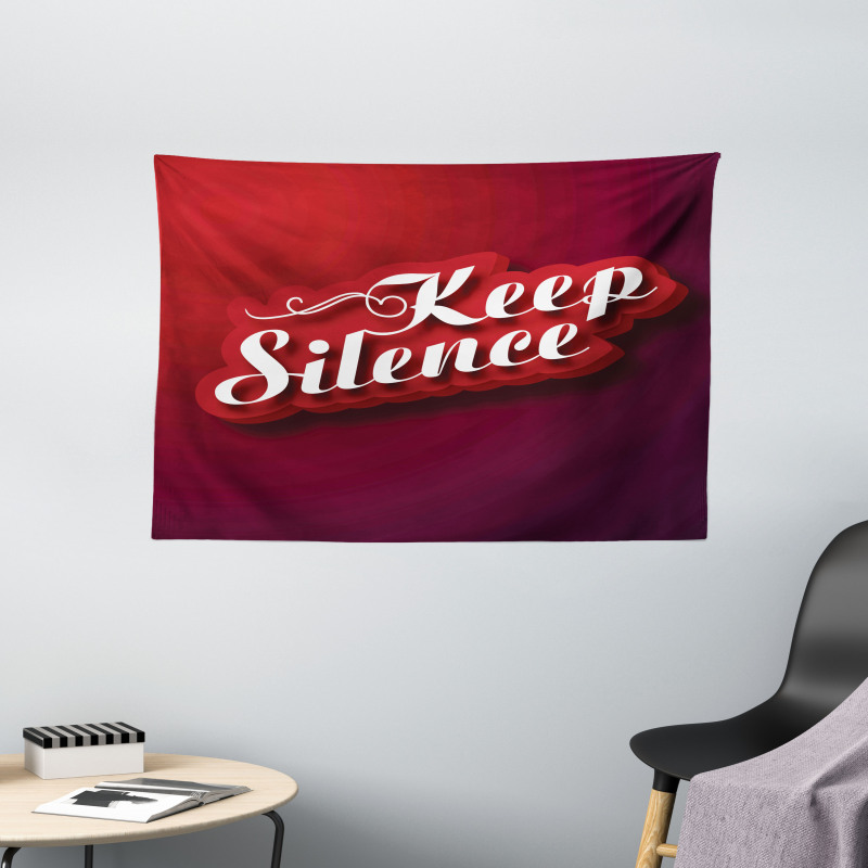 Keep Silence Modern Text Wide Tapestry