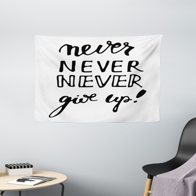 Never Give up Motivation Wide Tapestry