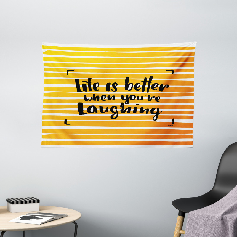 Always Laugh Striped Wide Tapestry