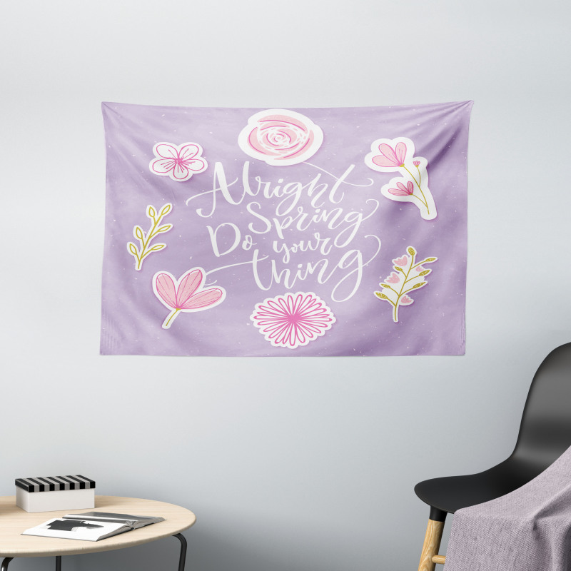 Spring Theme Funny Floral Wide Tapestry