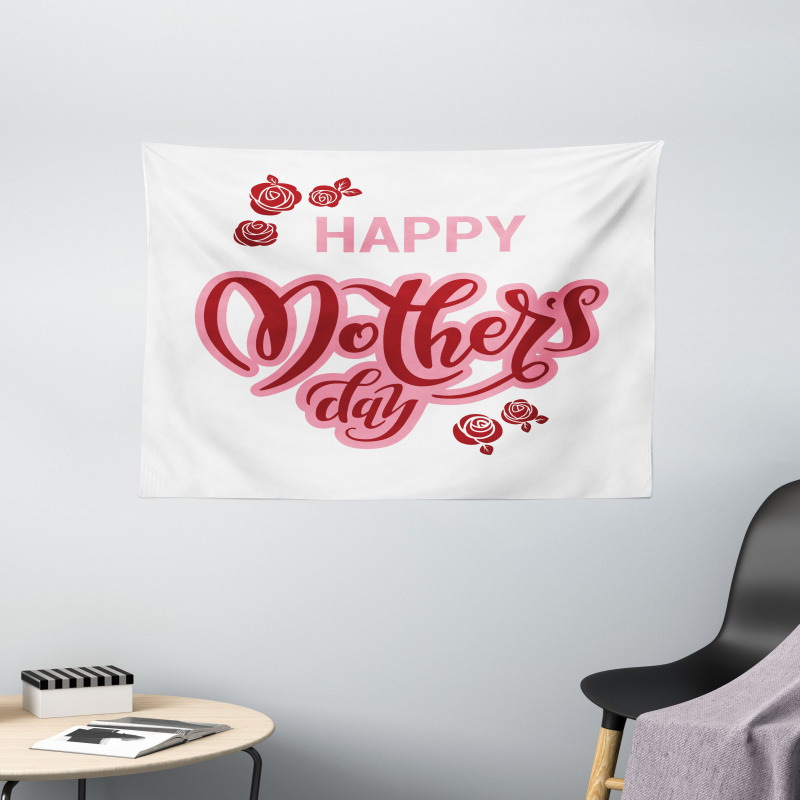 Happy Mothers Day Roses Wide Tapestry