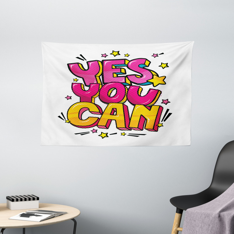Yes You Can Word Bubble Wide Tapestry