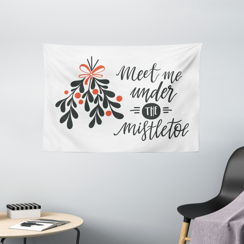 Meet Me Under Mistletoe Wide Tapestry