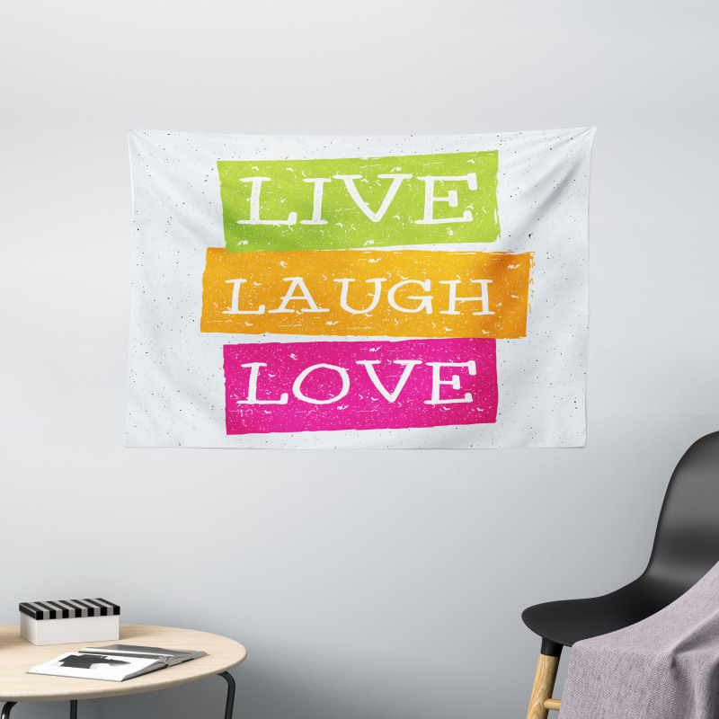 Live Laugh Love Vibrant Wide Tapestry