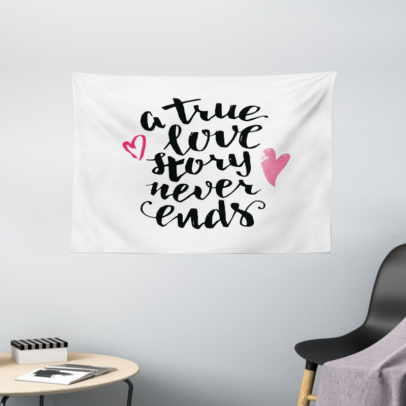 True Love Story Hearts Wide Tapestry