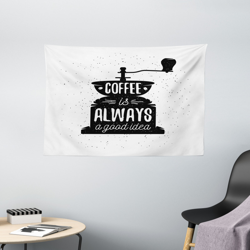 Grungy Typography Coffee Wide Tapestry