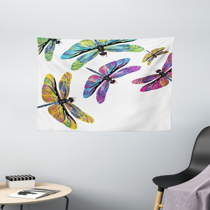 Sixties Style Animals Wide Tapestry