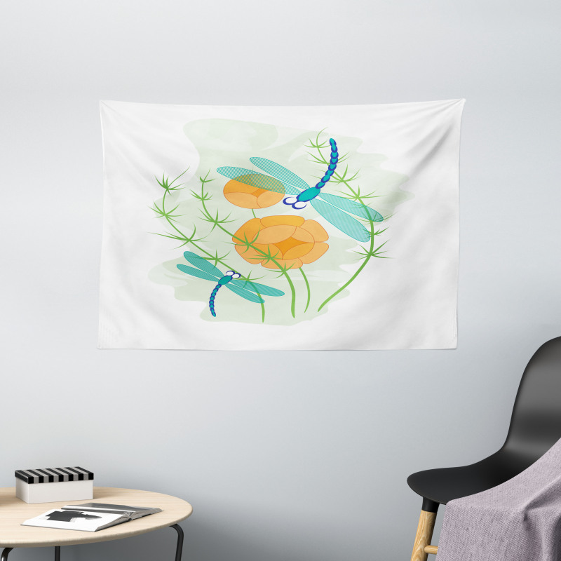 Colorful Nature Bugs Wide Tapestry