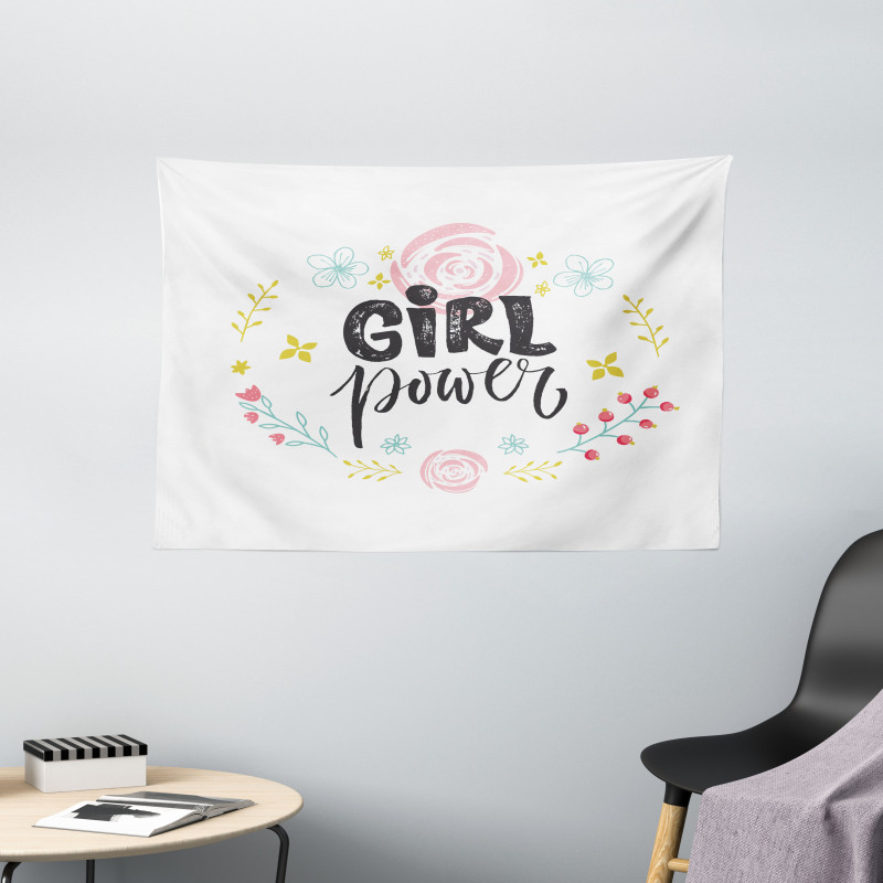 Motivational Girl Power Wide Tapestry