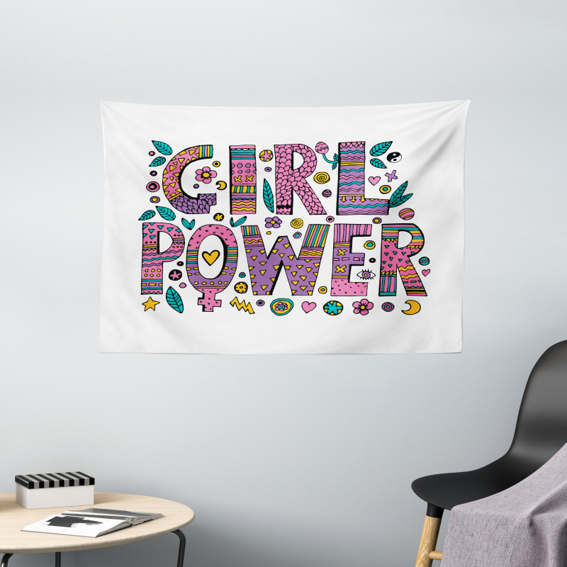 Hippie Boho Girl Words Wide Tapestry