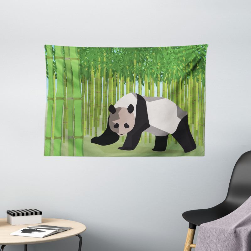 Panda Bamboo Wide Tapestry