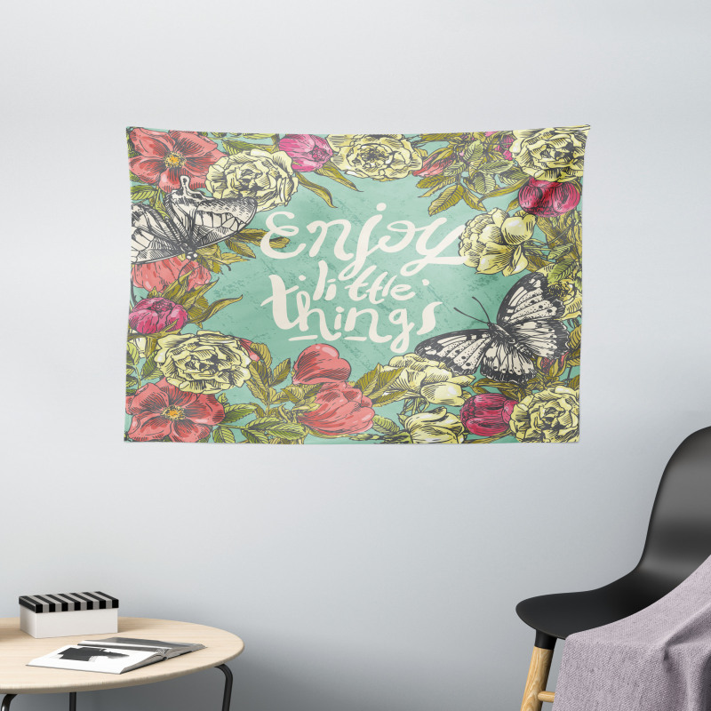 Sketch of Spring Blooms Wide Tapestry