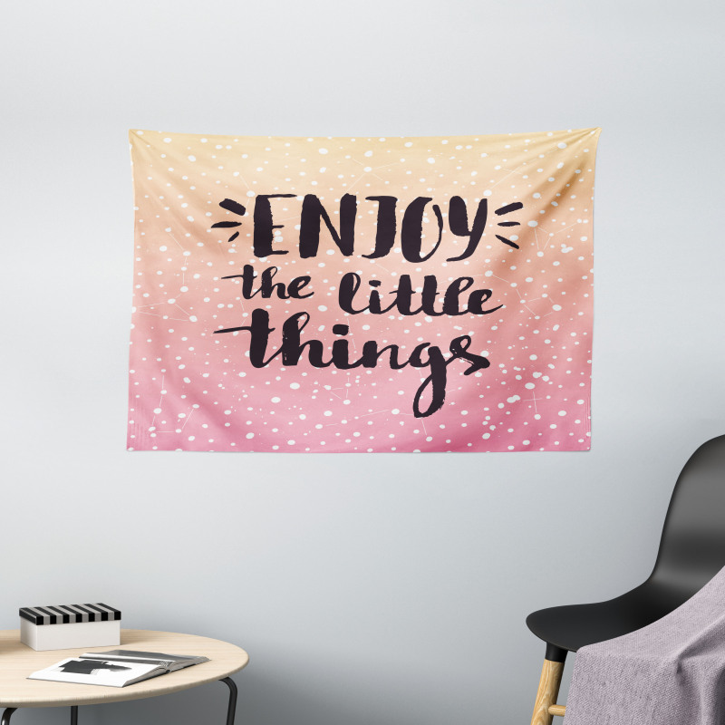 Ombre Dots and Slogan Wide Tapestry