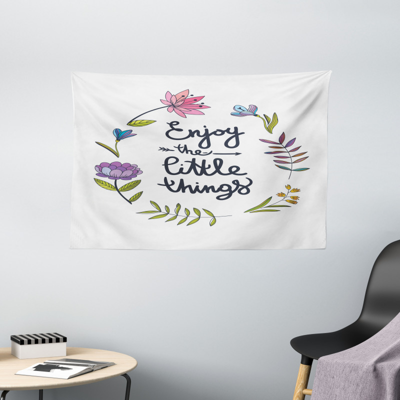 Hand Drawn Wreath Design Wide Tapestry