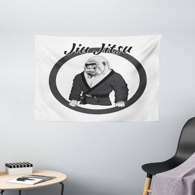 Wrestler Gorilla Wide Tapestry