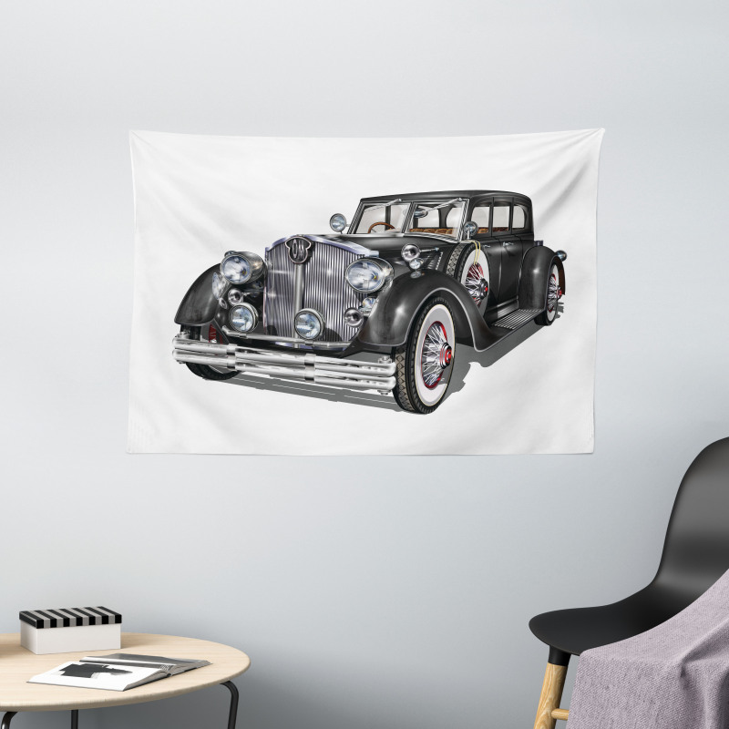 Realistic Classic Car Wide Tapestry