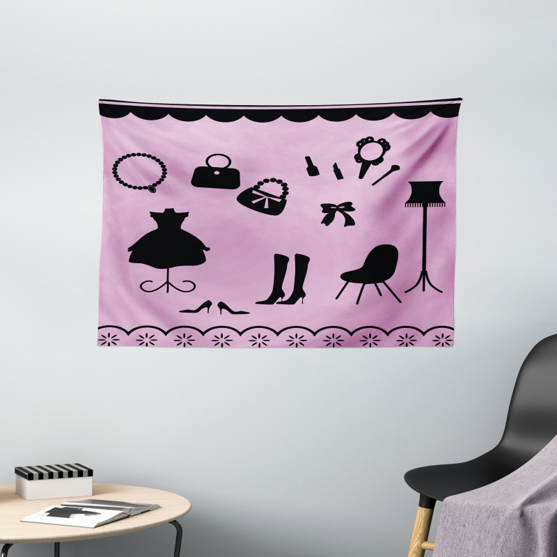 Boutique Shop Elements Wide Tapestry