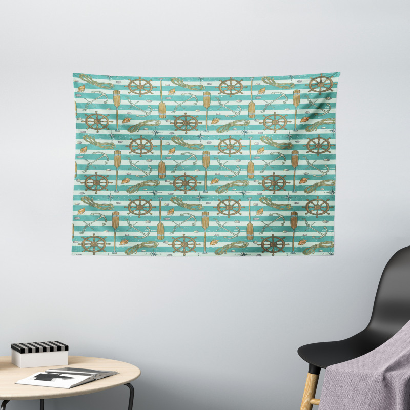 Grungy Nautical Wide Tapestry