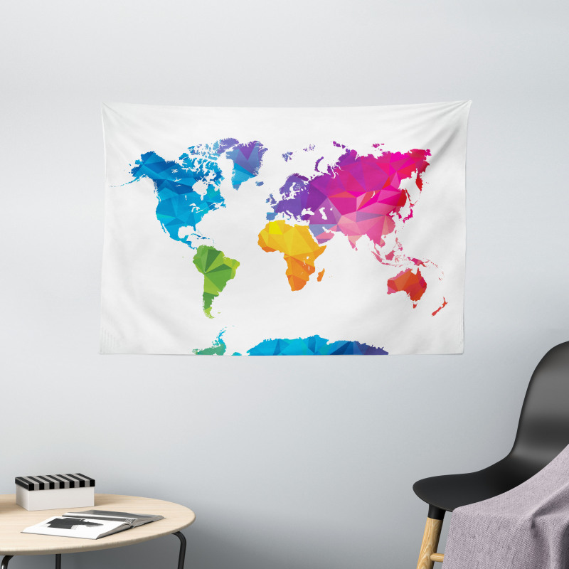 Low Poly Art Rainbow Color Wide Tapestry