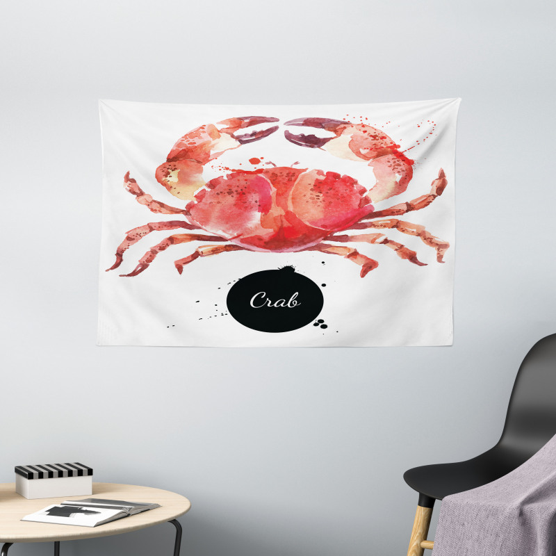 Ink Splatter King Crab Wide Tapestry