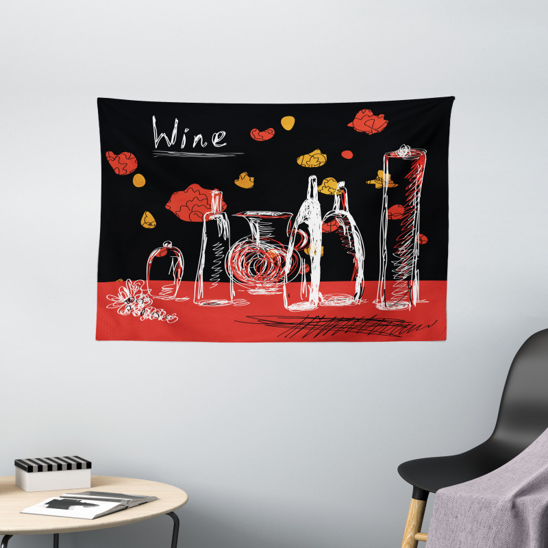 Wine Bottles and Decanter Wide Tapestry