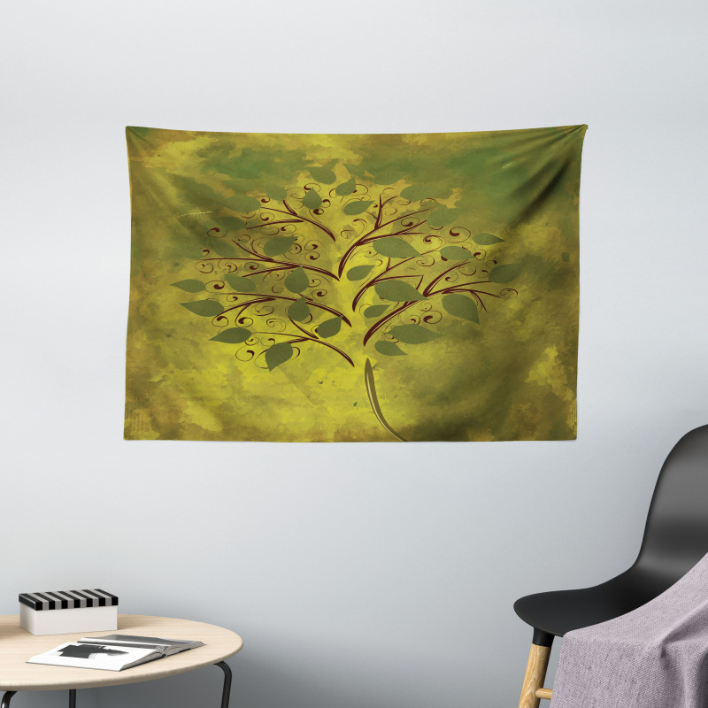 Tiny Tree with Lobed Leaf Wide Tapestry