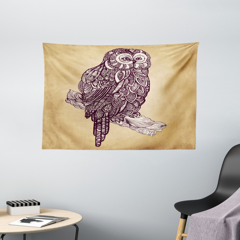 Bird Vintage Style Wide Tapestry