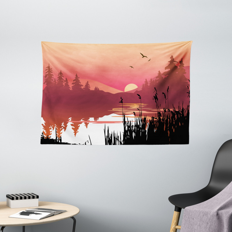 Calm Sunset River Wide Tapestry