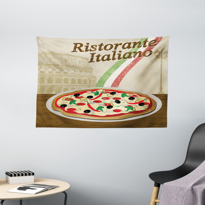 Italian Food Colloseum Wide Tapestry