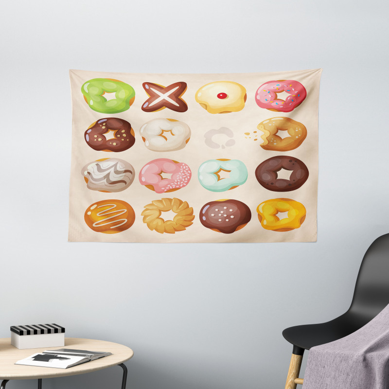 Delicious Glazed Pastries Wide Tapestry