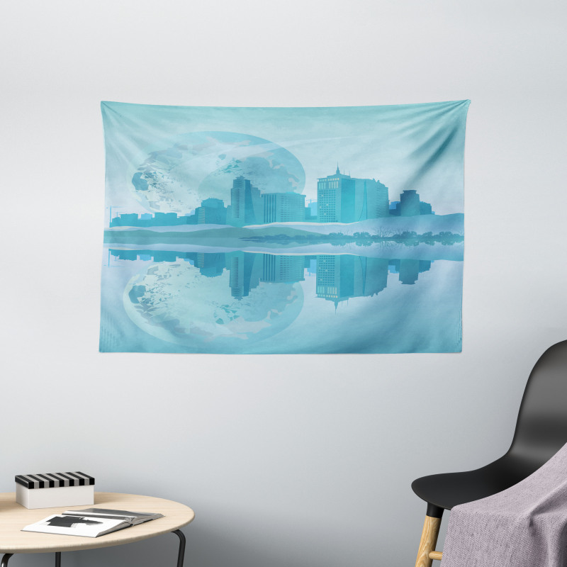 Modern City Building Earth Wide Tapestry