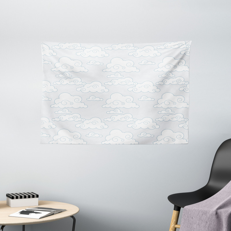 Minimalist Tibetan Clouds Wide Tapestry