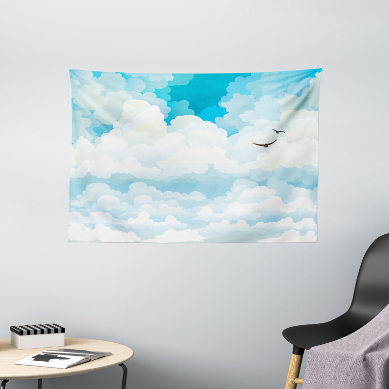Silhouettes of Birds Wide Tapestry