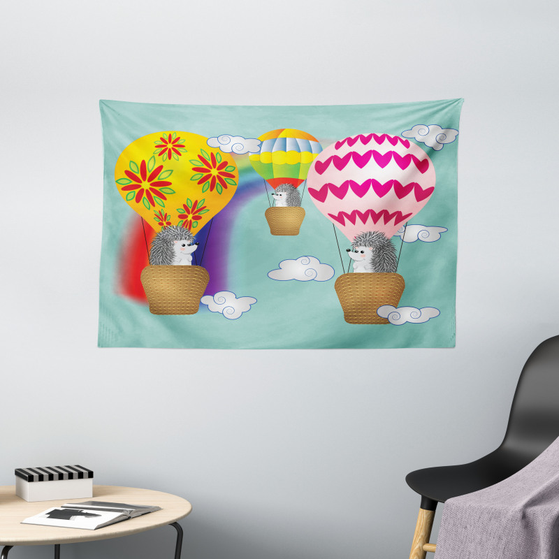 Animals in Balloons Wide Tapestry