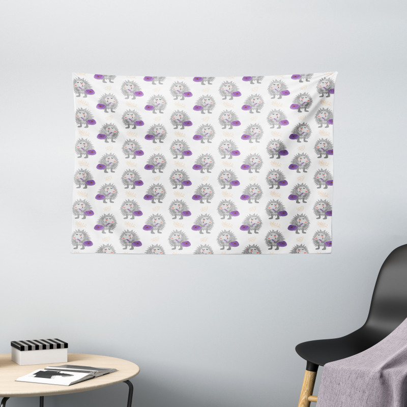 Hipster Animal Pattern Wide Tapestry
