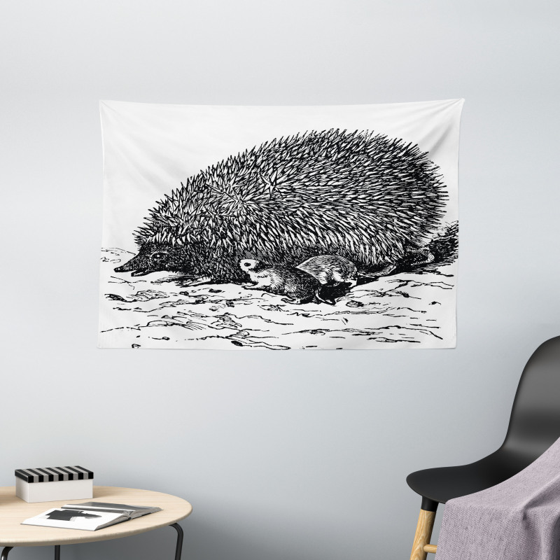 European Hedgehog Wide Tapestry