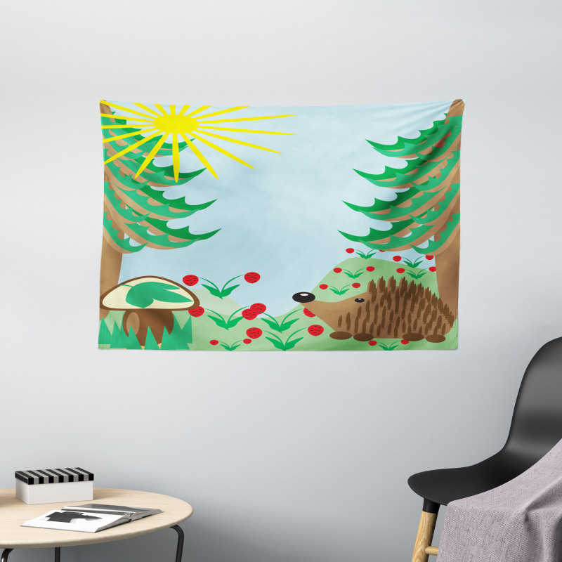 Rising Sun Above Trees Wide Tapestry