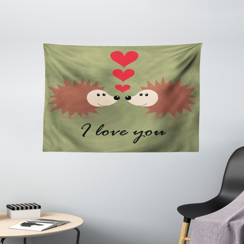 Loving Animal Couple Wide Tapestry