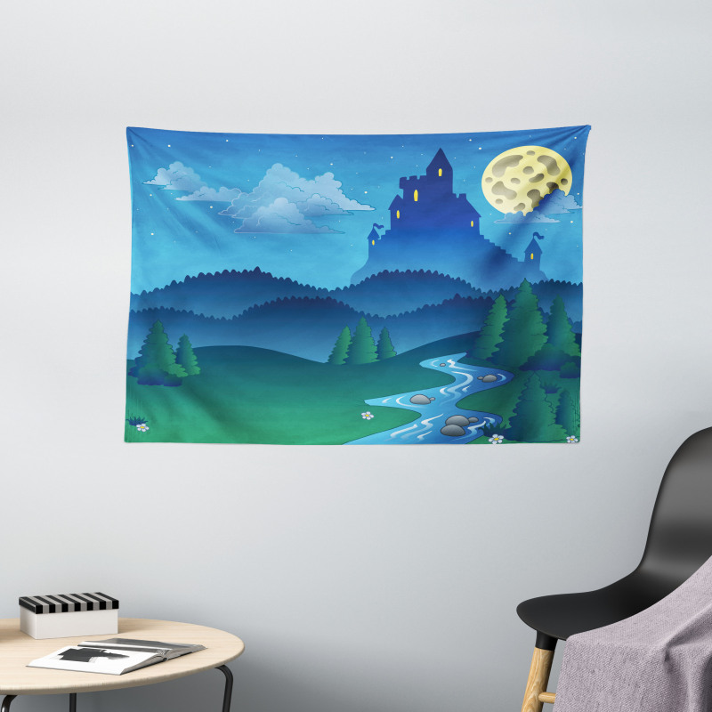 Lonely Castle Wide Tapestry