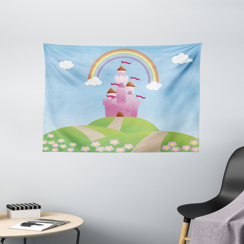Clouds Princess Castle Wide Tapestry