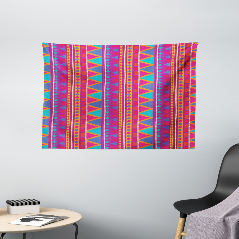 Tribal Zigzags Wide Tapestry